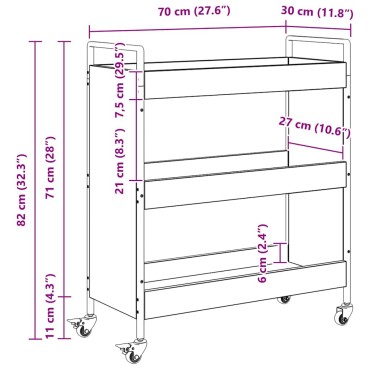 vidaXL Καρότσι Κουζίνας Artisan Oak 70x30x82cm Επεξεργασμένο Ξύλο 1 τεμ.