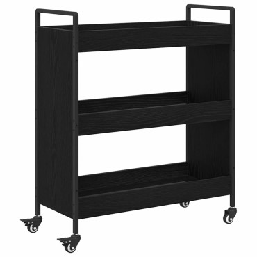 vidaXL Καρότσι Κουζίνας Μαύρη Οξυά 70x30x82cm Επεξεργασμένο Ξύλο 1 τεμ.