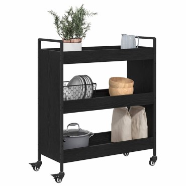 vidaXL Καρότσι Κουζίνας Μαύρη Οξυά 70x30x82cm Επεξεργασμένο Ξύλο 1 τεμ.