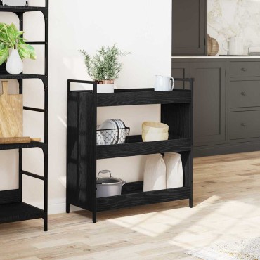 vidaXL Καρότσι Κουζίνας Μαύρη Οξυά 70x30x82cm Επεξεργασμένο Ξύλο 1 τεμ.