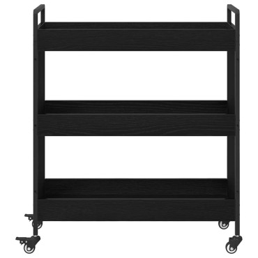 vidaXL Καρότσι Κουζίνας Μαύρη Οξυά 70x30x82cm Επεξεργασμένο Ξύλο 1 τεμ.