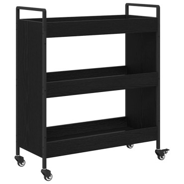 vidaXL Καρότσι Κουζίνας Μαύρη Οξυά 70x30x82cm Επεξεργασμένο Ξύλο 1 τεμ.