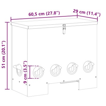 vidaXL Ταΐστρα κοτόπουλων 2 Μαύρο 60,5 x 29 x 51 εκ. 25 kg