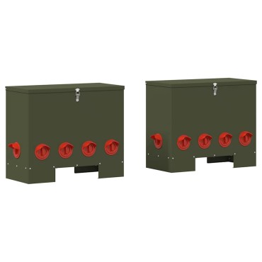 vidaXL Ταΐστρα κοτόπουλων 2 Ελιά Πράσινη 60,5 x 29 x 51 εκ. 25 kg