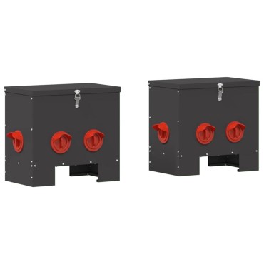 vidaXL Ταΐστρα κοτόπουλων 2 Μαύρο 40,5 x 25 x 38 εκ. 20 kg