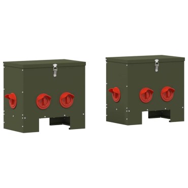 vidaXL Ταΐστρα κοτόπουλων 2 Ελιά Πράσινη 40,5 x 25 x 38 εκ. 20 kg