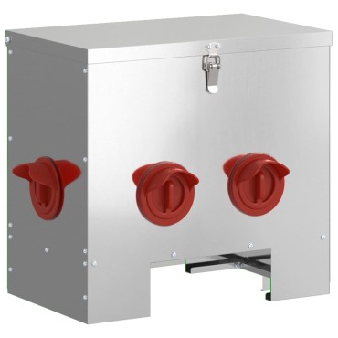 vidaXL Ταΐστρα κοτόπουλων 2 Ασημί 40,5 x 25 x 38 εκ. 20 kg