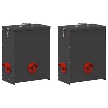 vidaXL Ταΐστρα κοτόπουλων 2 Μαύρο 32,5 x 20,5 x 43 εκ 25 kg