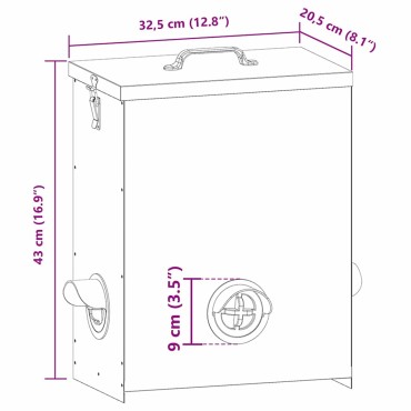 vidaXL Ταΐστρα κοτόπουλων 2 Μαύρο 32,5 x 20,5 x 43 εκ 25 kg