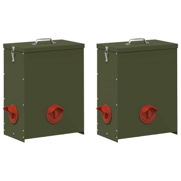 vidaXL Ταΐστρα κοτόπουλων 2 Ελιά Πράσινη 32,5 x 20,5 x 43 εκ 25 kg