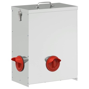 vidaXL Ταΐστρα κοτόπουλων 2 Ασημί 32,5 x 20,5 x 43 εκ 25 kg