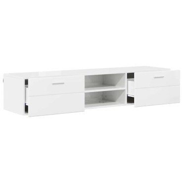 vidaXL Ξύλινο Ντουλάπι 150x39x30cm Υψηλής γυαλάδας λευκό