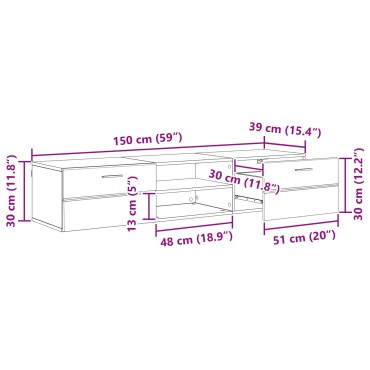 vidaXL Ξύλινο Ντουλάπι 150x39x30cm Υψηλής γυαλάδας λευκό