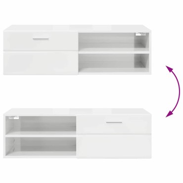 vidaXL Ξύλινο Ντουλάπι 100,5x39x30cm Υψηλής γυαλάδας λευκό