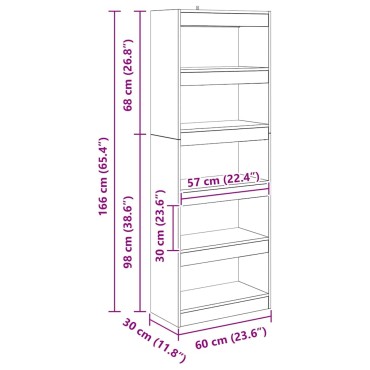 vidaXL Βιβλιοθήκη 5 επιπέδων 60x30x166cm Επεξεργασμένο Ξύλο 1 τεμ.