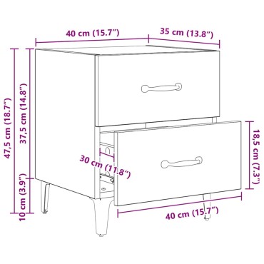 vidaXL Ντουλάπι κρεβατιού Artisan Oak 40x35x47,5 εκ 1 τεμ.
