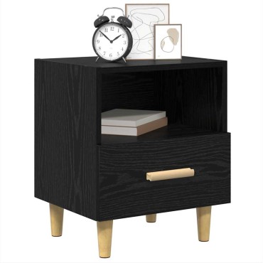 vidaXL Κομοδίνο Μαύρη Οξυά 40x35x47cm Επεξεργασμένο Ξύλο 1 τεμ.