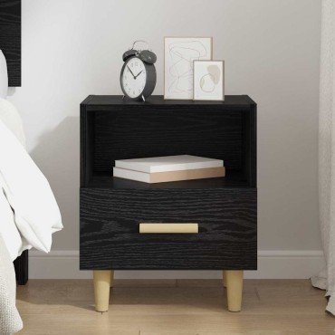 vidaXL Κομοδίνο Μαύρη Οξυά 40x35x47cm Επεξεργασμένο Ξύλο 1 τεμ.