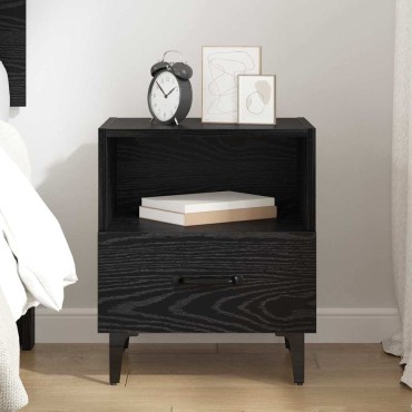 vidaXL Κομοδίνο Μαύρη Οξυά 40x35x47,5cm Επεξεργασμένο Ξύλο 1 τεμ.