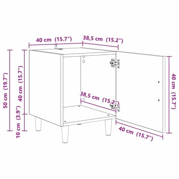 vidaXL Κομοδίνο Μαύρη Οξυά 40x40x50cm Επεξεργασμένο Ξύλο 1 τεμ.