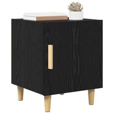 vidaXL Κομοδίνο Μαύρη Οξυά 40x40x50cm Επεξεργασμένο Ξύλο 1 τεμ.