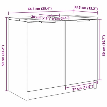 vidaXL Ντουλάπι Μπάνιου Δρύς Sonoma 64,5x33,5x59cm 1 τεμ.
