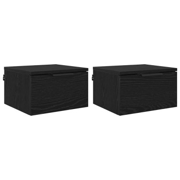 vidaXL Κομοδίνο 2 τεμ. Μαύρη Οξυά 34x30x20cm Επεξεργασμένο Ξύλο