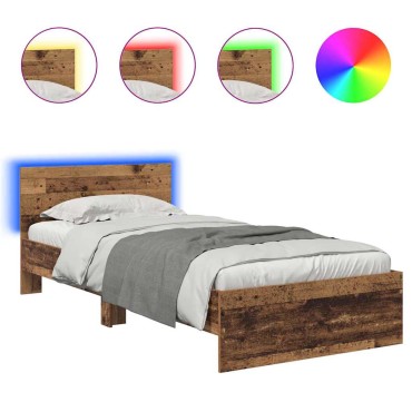 vidaXL Σκελετός Κρεβατιού Παλιό Ξύλο 90 x 190 cm Επεξεργασμένο Ξύλο
