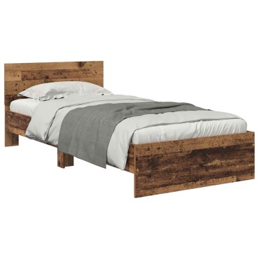 vidaXL Σκελετός Κρεβατιού Παλιό Ξύλο 90 x 190 cm Επεξεργασμένο Ξύλο