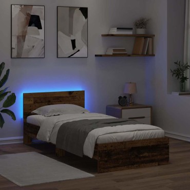 vidaXL Σκελετός Κρεβατιού Παλιό Ξύλο 90 x 190 cm Επεξεργασμένο Ξύλο