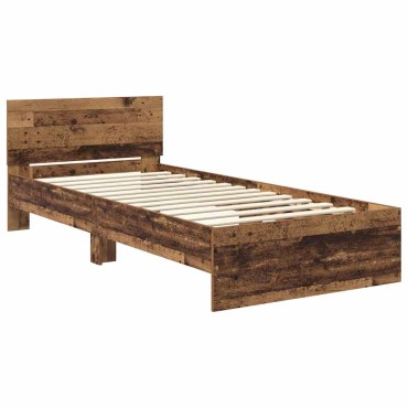 vidaXL Σκελετός Κρεβατιού Παλιό Ξύλο 90 x 190 cm Επεξεργασμένο Ξύλο