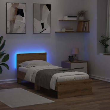vidaXL Σκελετός Κρεβατιού Artisan Oak 75 x 190 cm Επεξεργασμένο Ξύλο