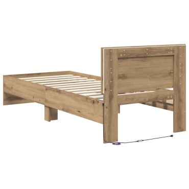 vidaXL Σκελετός Κρεβατιού Artisan Oak 75 x 190 cm Επεξεργασμένο Ξύλο