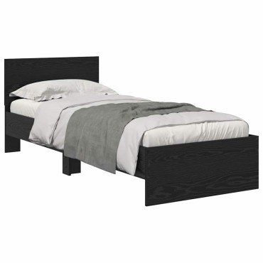vidaXL Σκελετός Κρεβατιού Μαύρη Οξυά 75 x 190 cm Επεξεργασμένο Ξύλο
