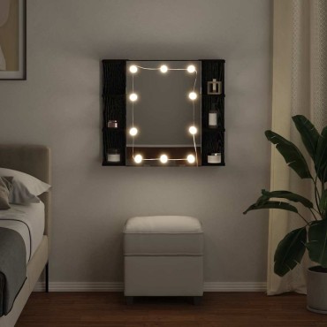 vidaXL Ντουλάπα Καθρέφτη Μαύρη Οξυά 70x16,5x60cm 1 τεμ.