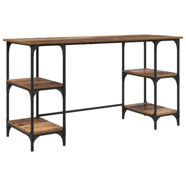 vidaXL Γραφείο με ράφι Παλιό Ξύλο 140x50x75cm Επεξεργασμένο Ξύλο 1 τεμ.