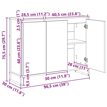 vidaXL Βοηθητικό ντουλάπι Sonoma Δρυς 96,5x30x75 εκ 1 τεμ.