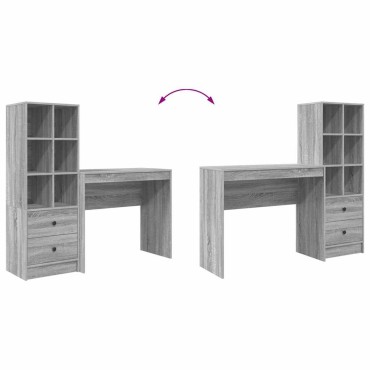 vidaXL Γραφείο Γκρίζο Σονομα 135,5x40x127cm 2 τμχ. 1 τεμ.