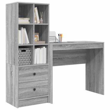 vidaXL Γραφείο Γκρίζο Σονομα 135,5x40x127cm 2 τμχ. 1 τεμ.
