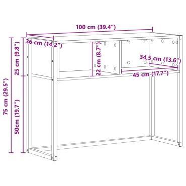 vidaXL End Table Sonoma Δρυς 100x36x75cm Επεξεργασμένο Ξύλο