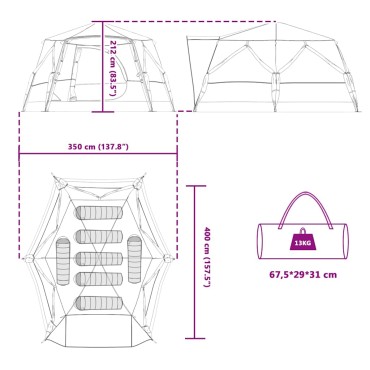 vidaXL Καμπίνα Σκηνής για 7 Άτομα 7 ατόμων Πράσινο