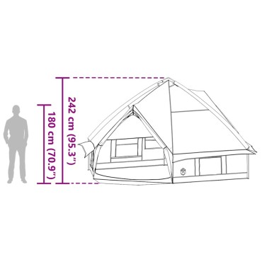 vidaXL Τέντα Teepee 10 Ατόμων 10 άτομο Πράσινο και Λευκό