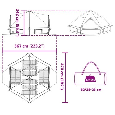 vidaXL Τέντα Teepee 10 Ατόμων 10 άτομο Μπλε και Γκρι