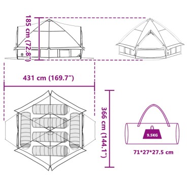 vidaXL Τέντα Τιπί 6 Ατόμων 6 άτομο Πράσινο και Λευκό