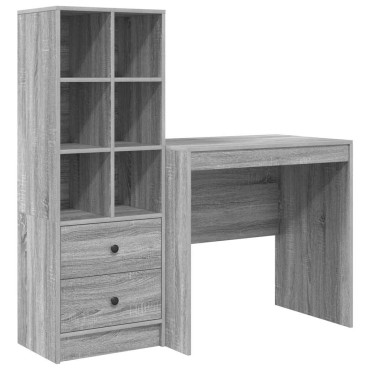 vidaXL Γραφείο Γκρίζο Σονομα 125,5x50x127cm 2 τμχ. 1 τεμ.
