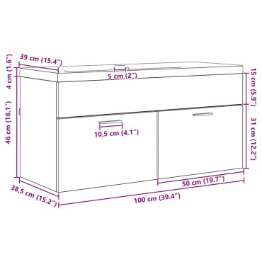 vidaXL Ντουλάπι Μπάνιου Παλιό ξύλο 100x38,5x46cm