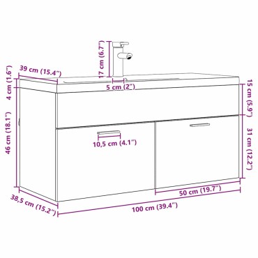 vidaXL Ντουλάπι Μπάνιου Παλιό ξύλο 100x38,5x46cm