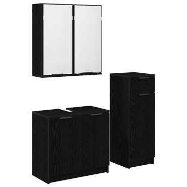 vidaXL Σετ Επίπλων Μπάνιου 3 τεμ. Μαύρη Οξυά 64,5x33,5x59cm