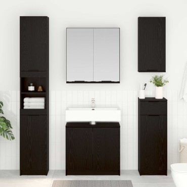 vidaXL Σετ Επίπλων Μπάνιου 3 τεμ. Μαύρη Οξυά 64,5x33,5x59cm