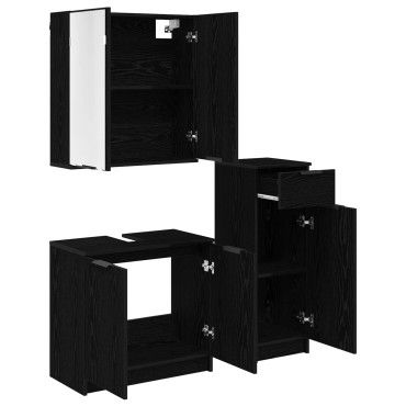 vidaXL Σετ Επίπλων Μπάνιου 3 τεμ. Μαύρη Οξυά 64,5x33,5x59cm